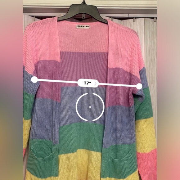 Rainbow Open Front Cardigan Size XL NWOT*SOLD* - Picture 6 of 6